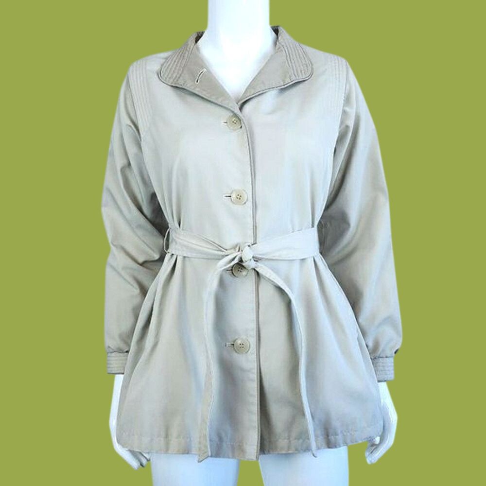Vintage 80s Townhouse Beige Short Trench Coat